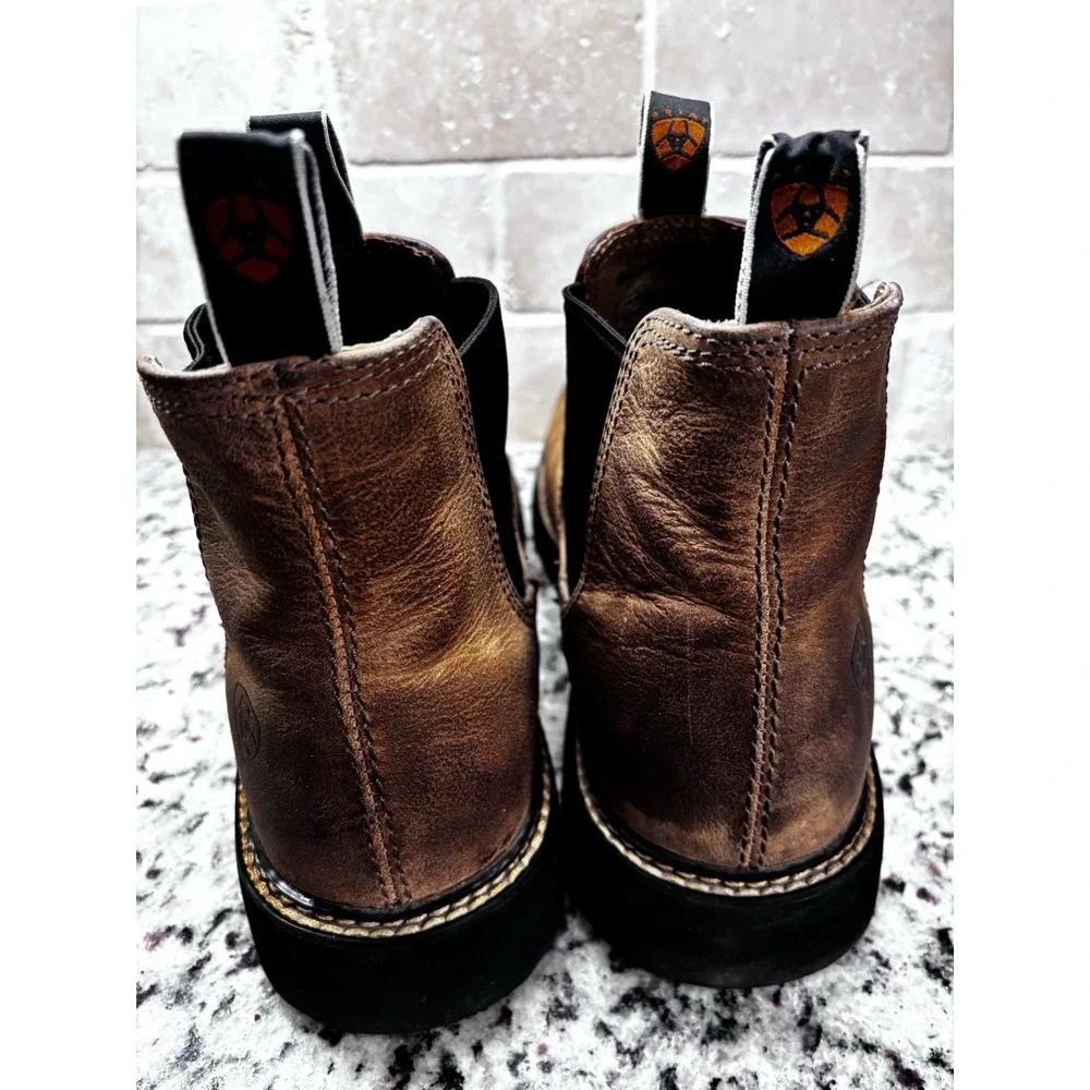 Ariat Men's Spot Hog Chelsea Boots Composite Toe 14D Distressed‎ Brown Leather